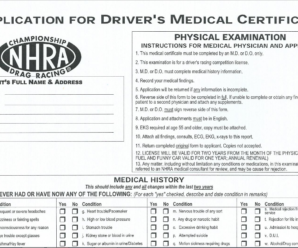 NHRA APPLICATION FOR DRIVER’S MEDICAL CERTIFICATE